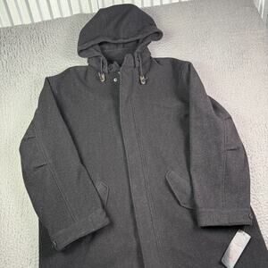 Ralph Ralph Lauren Jacket Mens Large Charcoal Gray Wool Hooded Coat Full Zip